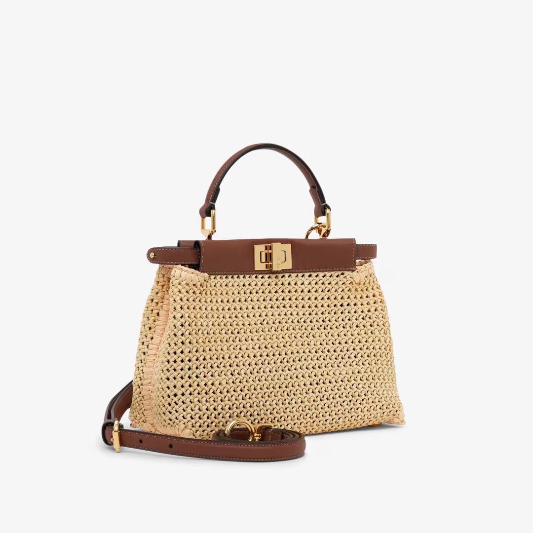 Fendi Peekaboo Mini Brown leather and macramé bag - Image 3